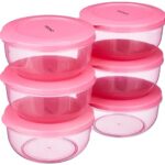 Amazon Brand – Solimo Plastic Nestable Round Container | Set of 6 | 900 ml | Pink
