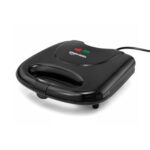 Amazon Basics 2-Slice Sandwich Maker 750W | Non-Stick Coated Plates | Thermostatic Temperature Control | Cool-Touch Handle | Power & Ready Indicator Lights | Overheat Protection | Upright Storage Design | BIS Certified | Black