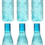 Floraware Food Grade Premium Plastic Fridge Round Water Bottle, Drinking Bottle, 1000ml Pack of 6, Blue