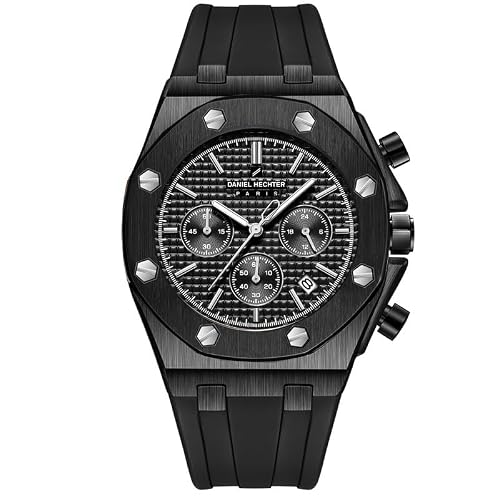 Daniel Hechter Paris Tuileries Collection Multifunctional Watch for Men with Textured Octagone Dial and Silicon Strap-DHM1005