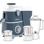 Havells Vitonica 500W Juicer Mixer Grinder 3 Stainless Steel Jars | Large Pulp Container | Foldable Juicing Spout| 2 Years Door Step Warranty by Havells (White & Light Blue)
