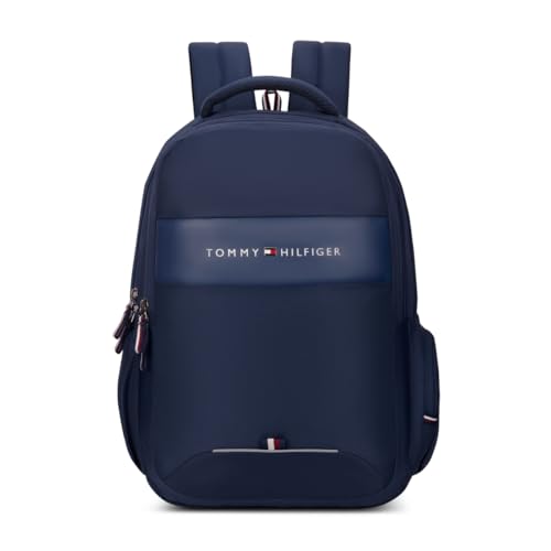 Tommy Hilfiger Joshua Polyester Unisex 15 Inch Laptop Backpack – Navy | 21 Ltr Capacity| Padded & Adjustable Strap | Water Resistant | 3 Compartment | Water Bottle Holder | USB Cable holder Pocket