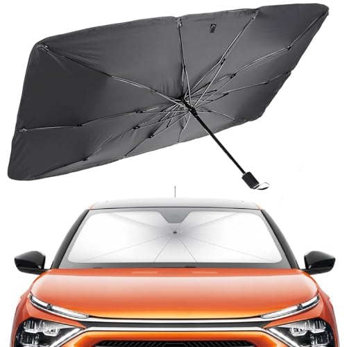Eliane Car Sun Shade Windshield Cover – Foldable Umbrella Sun Shade for Car Front Window, Sun Protection & Heat Insulation, Carbrella, Full Cover for Most Vehicles