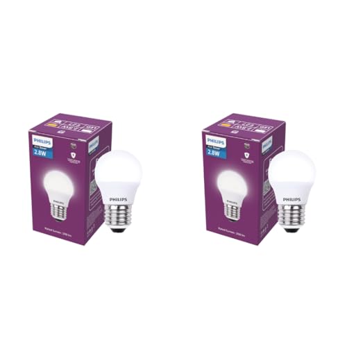 PHILIPS 2.8W LED Frosted Candle Bulb | Cool White 6500K | E27 Base | Energy Efficient Decorative LED Light | Long Life & Instant Brightness | Pack of 2