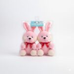 HOMOZE Cute Pink Bunny Soft Toy Pack of 2 | Super Soft Plush Rabbit Pair with Ribbon Bow | Huggable Stuffed Animals for Babies & Toddlers Set for Birthday & Baby Shower (Pack of 2)