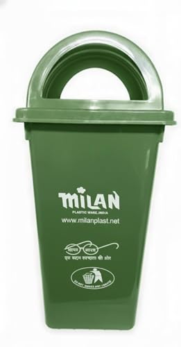 Milan Plastic Garbage Dustbin With Dome Lid 80 Litre Black