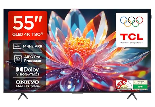 TCL 139 cm (55 inches) 4K Ultra HD Smart QLED Google TV | 120Hz Refresh Rate | 3GB RAM | Dolby Vision & Atmos | 55T8C