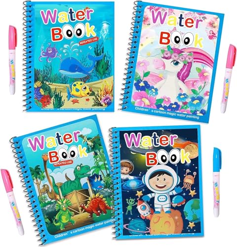 HURRYSHOPPY Magic Water Coloring Book Reusable Good for Kids Toddlers Children Waterbook Cartoon Characters Fun Doodle Pen Colour Drawing Album for Boys and Girls 2-5years (Multi Design) (3)