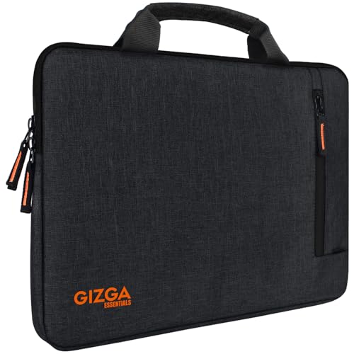 Gizga Essentials 14.1 Inch Laptop Sleeve Case Cover Pouch Bag with Handle & Front Pocket| Slim & Water-Resistant Nylon Fabric with Shockproof Foam Padding, Soft Lining & Premium Zipper Closure (Black)