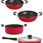 Nirlon Non Stick PFOA Free Gas Compatible Cookware Utensil Item Set of 4 Pieces with Bakelite Handle (FP10_KD11_KD12_CS24)