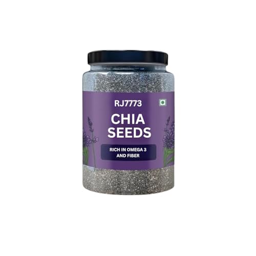 RJ 7773 Chia Seeds – 100% Clean Chia Seeds for Eating | Certified Organic | Seeds for Weight Management | Rich in Calcium, Protein & Fiber, Omega 3 and Antioxidant | Healthy Snacks (500g)