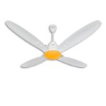USHA Bloom Lily Nova 4-Blade BLDC Ceiling Fan |100% Copper Motor |Bi-Directiona|RF Remote |Sleep, Boost & Timer Mode |Whisper-Quiet |Dust-Resistant |3Y Motor & 2Y PCB Warranty | White & Saffron Yellow