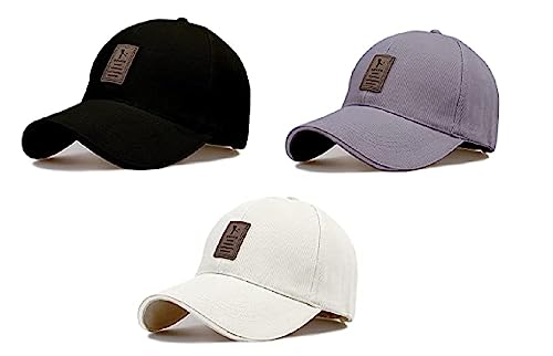 SELLORIA Brand A Soft Cotton Adjustable Unisex Cap Quick Drying Sun Hat Protection for Men and Women (Freesize) Multicolour Pack of 3
