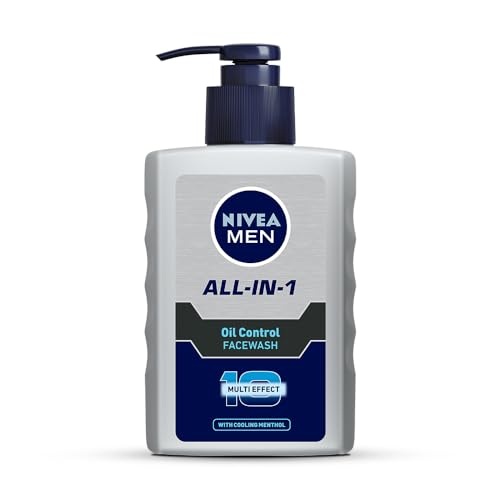 NIVEA MEN All in 1 Oil Control Face Wash | Prevents Acne | Removes excess oil and dirt | Reduces Blackheads and Whiteheads | Cooling Menthol | Unclogs & refines pores | 150ml