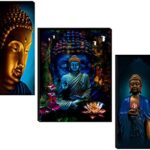SAF paintings Set of 3 Buddha UV Textured Home Decorative Gift Item Painting, 18 Inch X 12 Inch – SANFJM31046, Figures, Religious