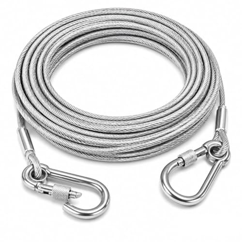 10 Meter Stainless Steel Clothesline Rope with Carabiner Hooks | Heavy-Duty Rust-Resistant Cloth Drying Wire | Strong Hanging Dori for Balcony, Bathroom, Terrace, Indoor & Outdoor Use