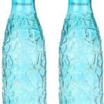 Floraware Food Grade Premium Plastic Fridge Mosaic Water Bottle, BPA Free | 100% Leak Proof | Office Bottle | Gym Bottle | Home | Kitchen | Travel Bottle Drinking Bottle, 1000ml Pack of 2, Blue