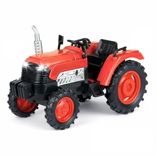 Frendo Farm Tractor Toy for Kids with Lights & Sound| Push-Back Action Farming Vehicle| Durable ABS Plastic Tractor Toy for Boys & Girls (3+ Years)|Red