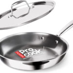 MILTON Pro Cook Triply Stainless Steel Fry Pan with Lid Fry Pan 20 cm diameter with Lid 1.2 L capacity(Stainless Steel, Induction Bottom)