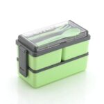 Plastic Lunch Box Comes with 3 Detachable Box, 2 Spoons & Stylish Lid Bpa Free, Air Tight,Easy to Carry in Bagpack Ideal for Office, School & Oudoor Double Decker (Multicolor), 1.4 Liters