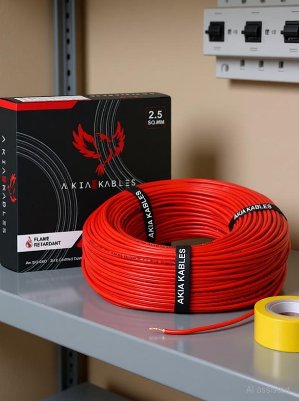 AKIA KABLES 2.5 sq/mm PVC Insulated CCA Copper Wire, Single Core Industrial Wiring Cable 2.5 sq/mm Red 90 m Wire(Red)