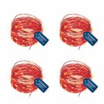 Crompton Galaxy Decoration Copper USB Powered String Fairy Lights with 100 Led Light (10 Meters, Red, Pack of 4)
