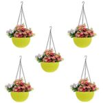 Go Hooked Plastic Hanging Pot, Yellow, 4.8 Inch, 5 Pieces