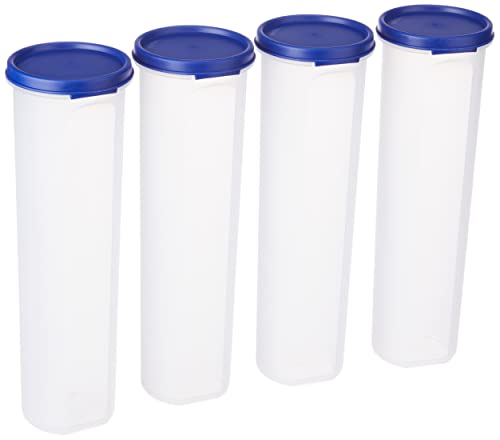 Amazon Brand – Solimo Plastic Slim Storage Container,Set of 4(1100 Ml Each),Blue