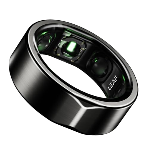 Leaf Halo Smart Ring | Health Tracker | Sleep, Fitness, Stress | Includes 30+ Workout Modes | Battery upto 10 Days | Buy Sizing Kit First | Track Steps, HRV, SPO2 & Periods | Carbon Black – Size 7