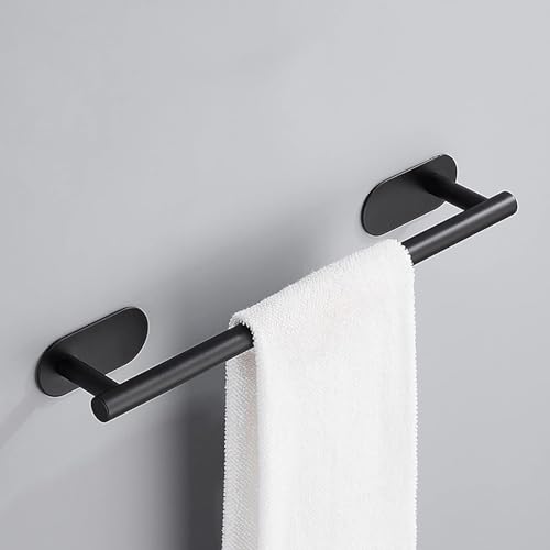Boniry Aluminium Towel Holder for Bathroom/Towel Rod/Towel Hanger for Wash Basin/Towel Stand with Hooks/Bathroom Accessories (16 inch – Black) (2 PCS)