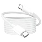 MYVN 80W USB-C to USB-C Fast Charging Cable, MFi-Certified PD Cable for iPhone 15/15 Plus/15 Pro/15 Pro Max, 16/16 Plus/16 Pro/16 Pro Max, 17/17 Pro/17 Pro Max/17 Air – Nylon Braided, White
