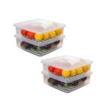 Sulfar Fridge Storage Boxes Fridge Organizer with Removable Drain Plate Tray, Storage Container (Pack of 4)