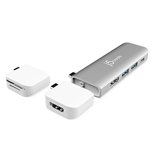 j5create ULTRADRIVE USB C Modular Dock 8 in 1, Magnetic Detachable Kits, HDMI Kit 4K 60Hz Standalone, Dual Display 4K 30Hz, SD microSD Reader, 2 USB A, 100W PD, for MacBook Air Pro, Laptop