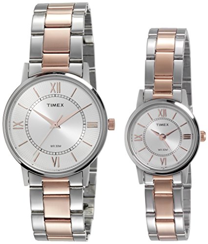 TIMEX Classics Analog Watch for Unisex with Silver-Tone Round Dial & Two Tone Stainless Steel Bracelet Band Water Resistant Unisex Wrist Watches – TW00PR213