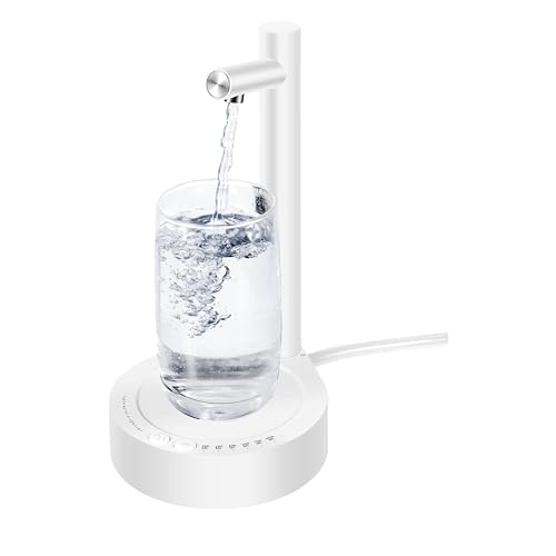 Boniry Water Dispenser, USB Charging Water Dispenser Pump Automatic Drinking Water Jug Dispenser for Universal 2-5 Gallon Office Camping Kitchen (Big Water Dispenser White)