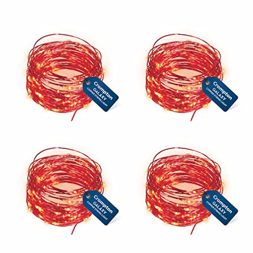 Crompton Galaxy Decoration Copper USB Powered String Fairy Lights with 100 Led Light (10 Meters, Red, Pack of 4)