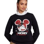 Amazon Brand – Symbol Women’s Official Disney Cotton Blend Round Neck Sweatshirt SS23-D-SYM-WSWT-202_DK Blue_M