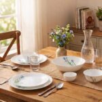 La Opala Novo Opalware Dinner Set, 10 Pcs for Family of 2, Blue Florets