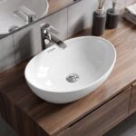 WASSMIST Wash Basin | Table Top Washbasin for Bathroom | Ceramic Oval