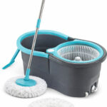 ELINOR PLASTIC SPINNER BUCKET MOP 360 REVOLVING CLEANING MOP WITH 2 MICROFIBER REFILL Mop Set(Multicolor)
