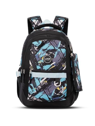 Lavie Sport abstract Laptop Backpack | 36 Liters | Fits Upto 16 Inch | Laptop Compatiable | Rain Cover | Gift for Biys & Girls