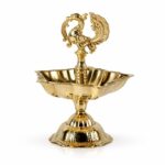 Brass Peacock Diya for Puja Room Decorative Oil Lamp with 5 Wicks Gold Finish Handcrafted Traditional Brass Deepam for Home Temple Festival Decor (8)