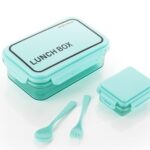 ATTRO Crunch Plastic Lunch Box Airtight, BPA-Free Comes with Fork & Spoon – Ideal for Office, School, Travel, Adults & Kids- Green- 900ml