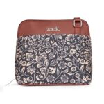 ZOUK FloMotif Floral Printed Vegan Leather Black Out Of Office Sling Bag With Adjustable Strap For Women’s Girls