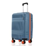 HRX Helium Cabin Size Blue Polypropylene Hard Shell Suitcase – Premium Travel Trolley Bag with 8 Spinner Wheels, Number Lock & Water Resistant Body