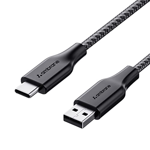 Ambrane Unbreakable 3A Fast Charging 1.5m Braided Type C Cable for Smartphones, Tablets & other Type C devices, 480Mbps Data Sync, Quick Charge 3.0 (RCT15A, Black)