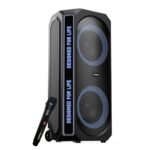 Blaupunkt New Launch Rock & Roll Ibiza 180W RMS Party Speaker with Dual 8” Woofers, Recording Button, Animated Text Display, Bass Boost Button, Wireless UHF Mic, Echo Reverb Control & Portable Wheels