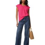Marks & Spencer Round Neck Shirred Detail Blouse Pink