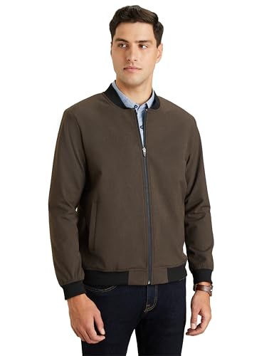 Symbol Premium Mens Smart Casual Fully Lined Mild Winter Polyester Blend Standard Length Jacket (Regular Fit) (SP-M-S24-JK-100_Brown_M)