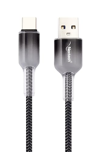 Nextech USB A to USB-C 3A Fast Charging Cable | 2.44m Braided Cable | Type C Cable Fast Charging | C Type Charger Cable | 480Mbps Data Sync | USB C Charger Cable for Smartphones, Tablets & Devices